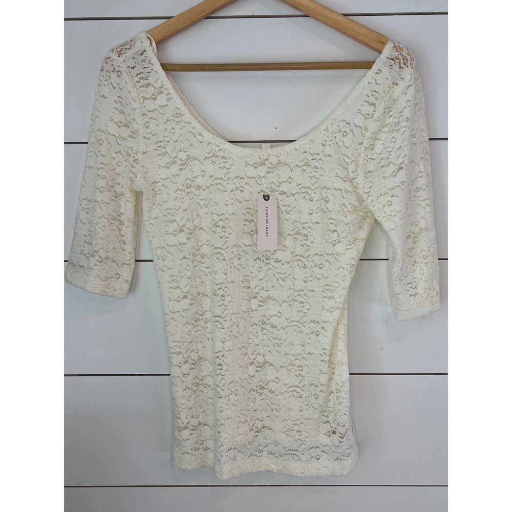 NWT Anthropologie Pure + Good Floral Lace Top Small Coquette fairy quiet luxury - Picture 1 of 7